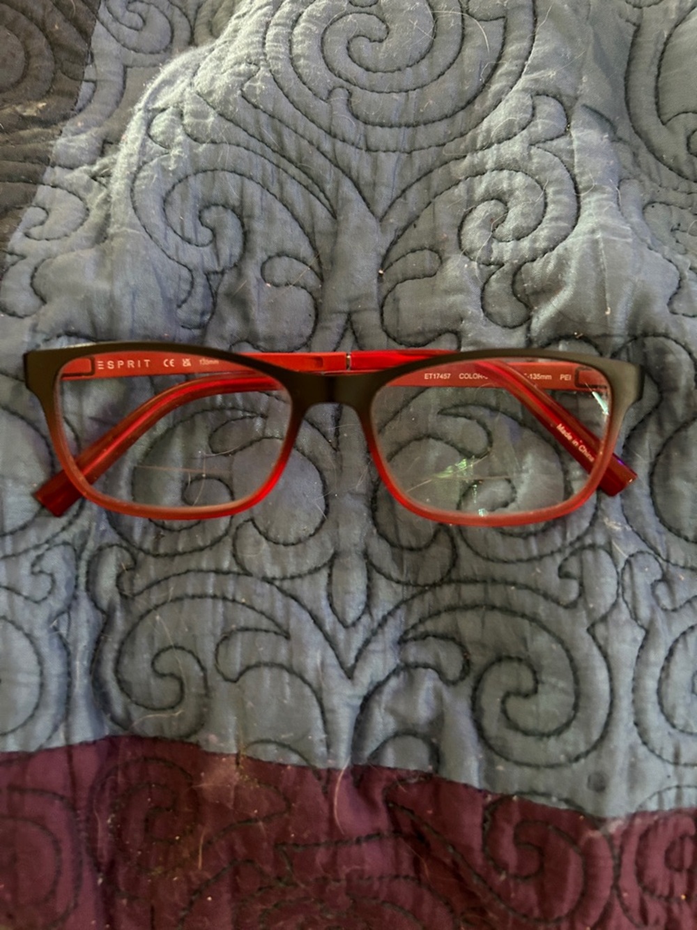 Esprit Red and Blacke Rectangular Eyeglass Frames